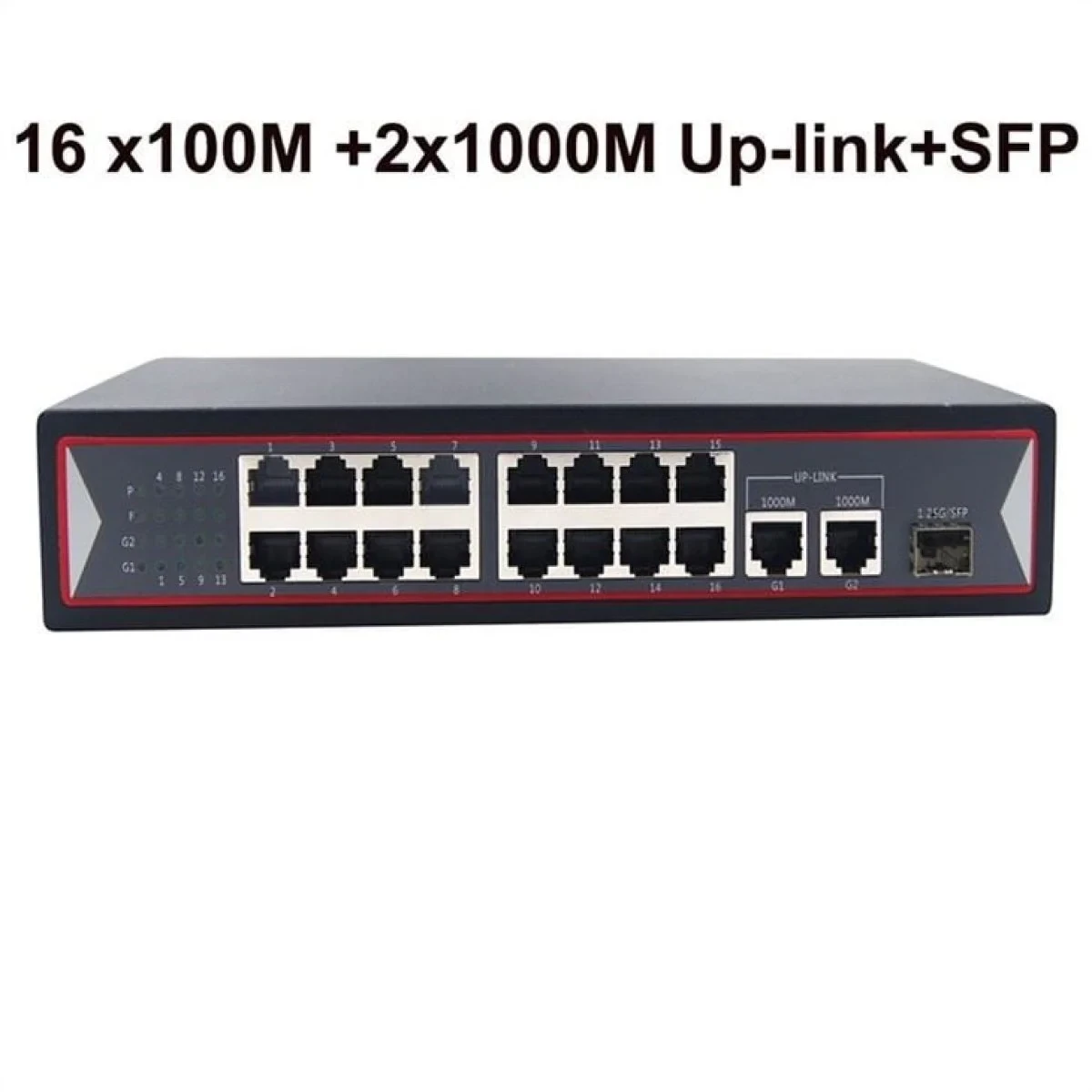 PoE Switç "OFLAZ" 16 port 10/100M POE+2up Gb+1up1.25G SFP port